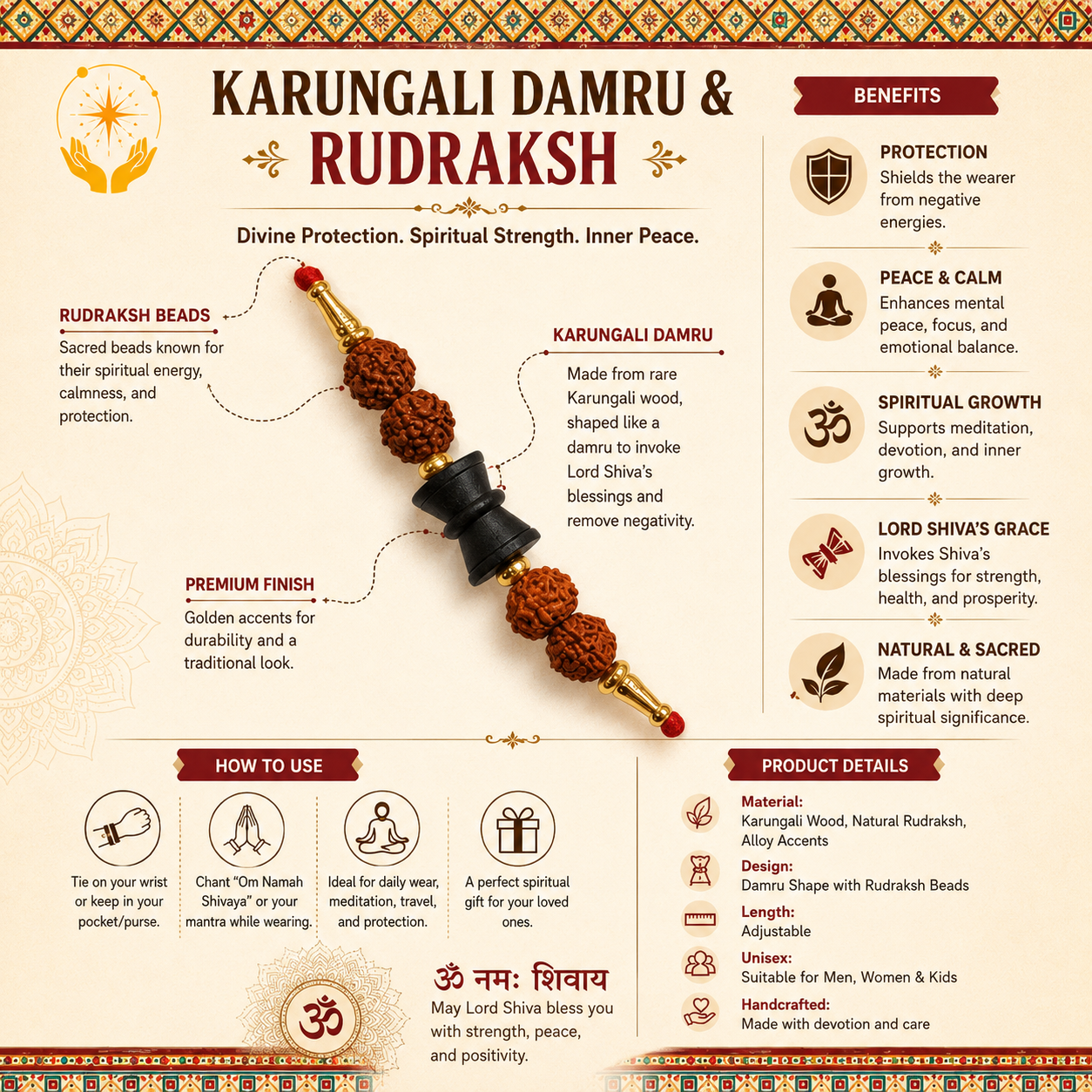 Rudraksh Karungali rakhi included in Bhaiya-Bhabhi combo set