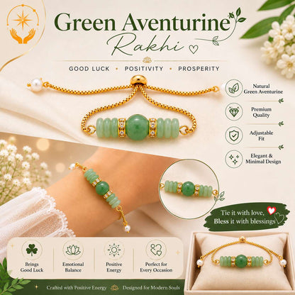 Green Aventurine adjustable bracelet included in Bhaiya-Bhabhi combo set