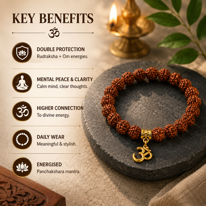 5 Mukhi Rudraksh Bracelet with Om