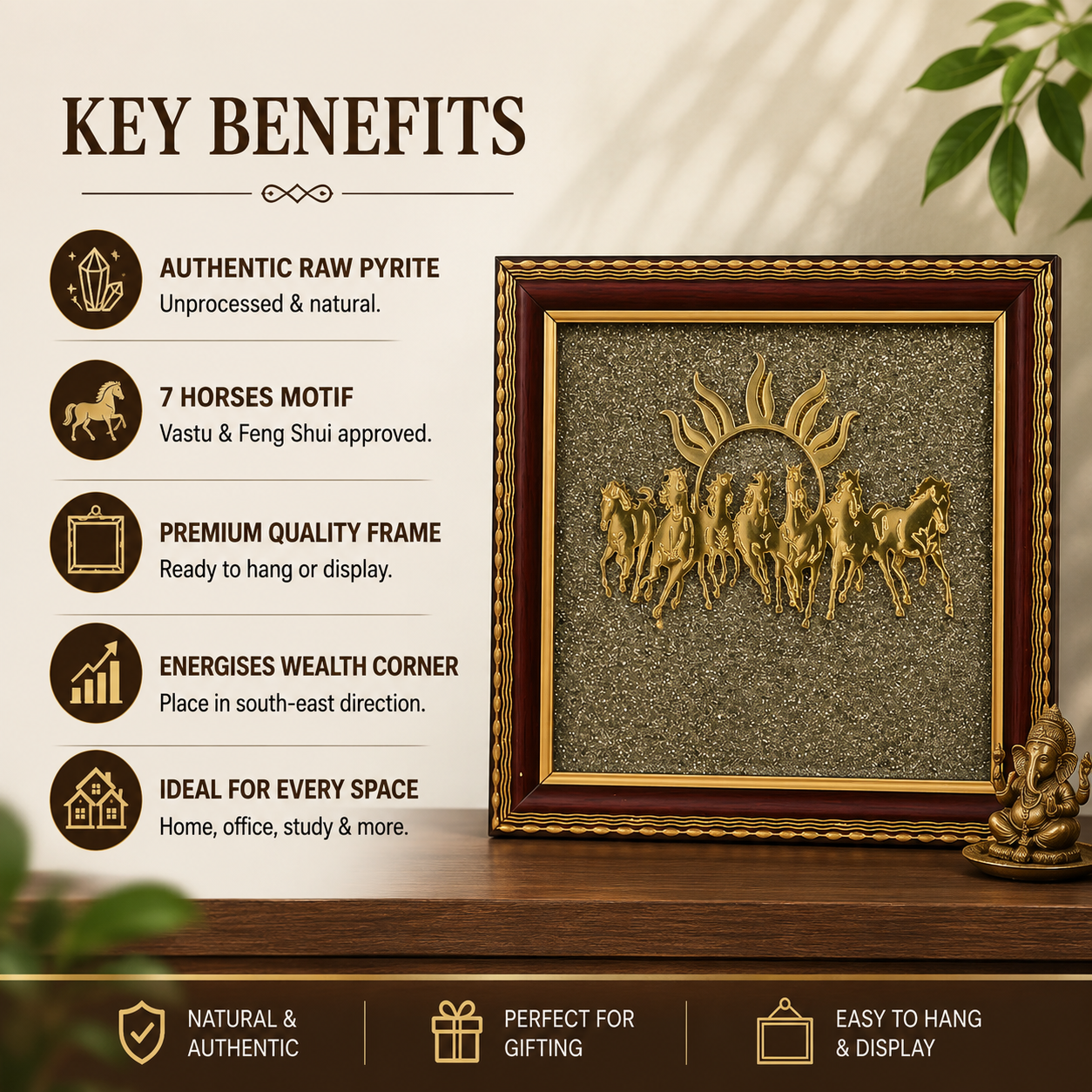 Pyrite Tortoise & 7 Horses Combo | Wealth & Vastu Prosperity Set