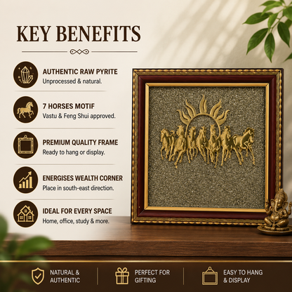 Pyrite Tortoise & 7 Horses Combo | Wealth & Vastu Prosperity Set