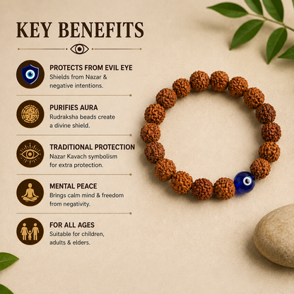 5 Mukhi Rudraksh Nazar Raksha Bracelet