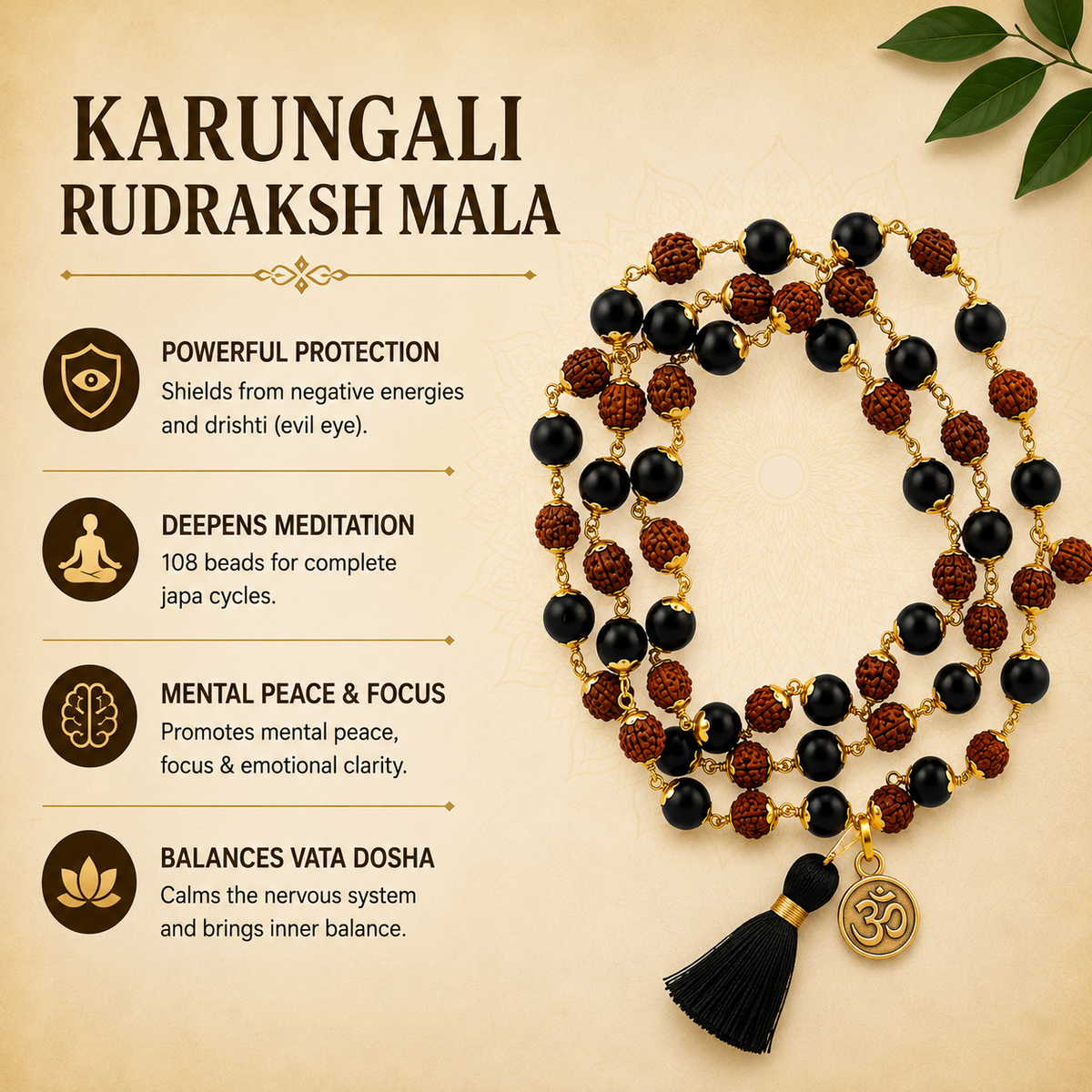 Karungali Rudraksh (5 Mukhi) Mala