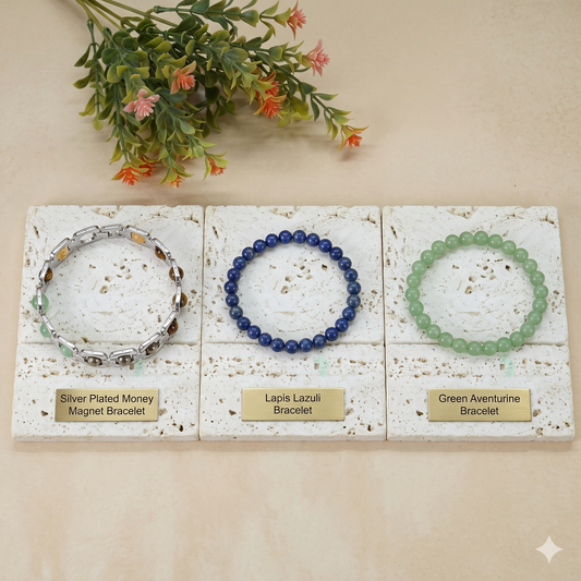 Career Growth Bracelet Combo | Lapis Lazuli, Green Aventurine & Money Magnet Set