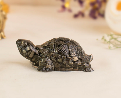 Pyrite Tortoise Figurine | Vastu Symbol for Wealth, Stability & Longevity