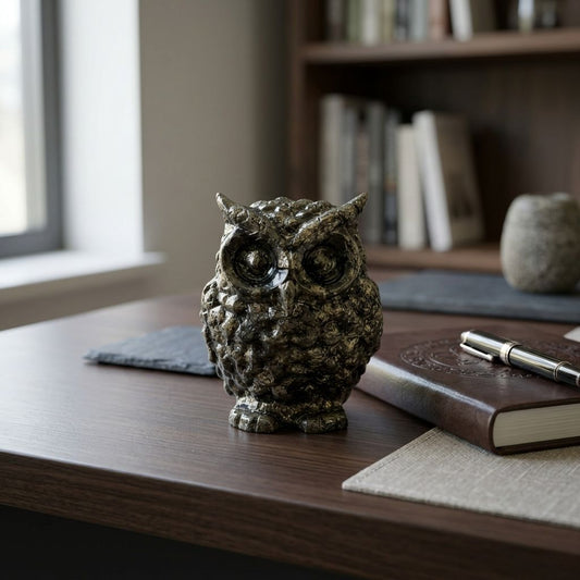 Pyrite Owl Figurine | Vastu & Feng Shui Symbol for Wisdom & Wealth
