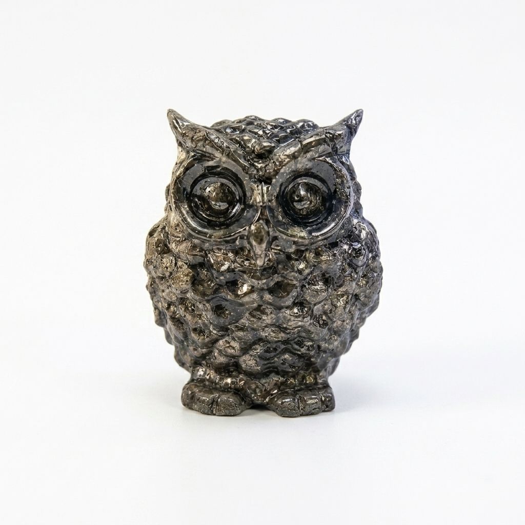 Pyrite Owl Figurine | Vastu & Feng Shui Symbol for Wisdom & Wealth