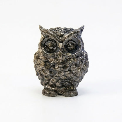 Pyrite Owl Figurine | Vastu & Feng Shui Symbol for Wisdom & Wealth