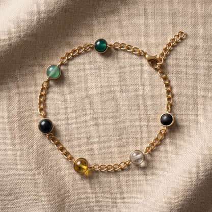 Women's Money Magnet Bracelet | Multi-Gemstone Gold Chain Bracelet