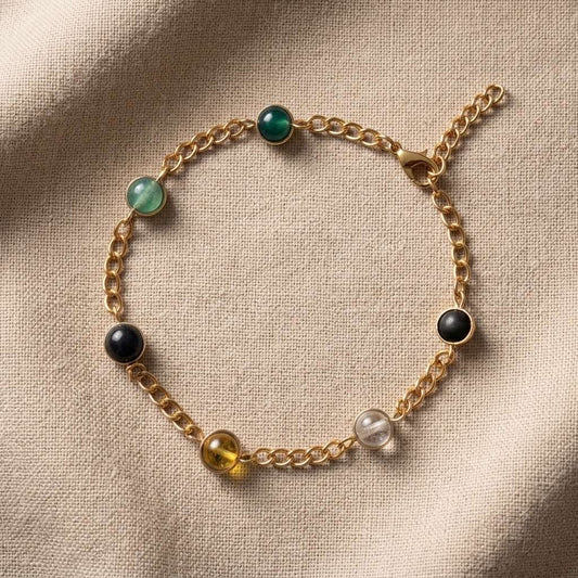 Women's Money Magnet Bracelet | Multi-Gemstone Gold Chain Bracelet