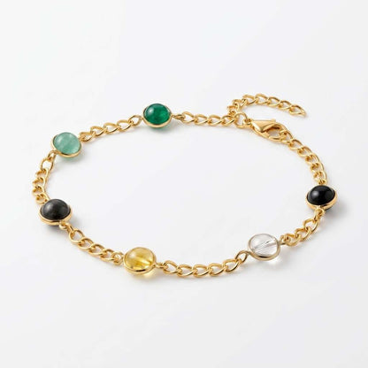Women's Money Magnet Bracelet | Multi-Gemstone Gold Chain Bracelet