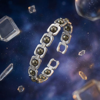 Silver Plated Pyrite Bracelet