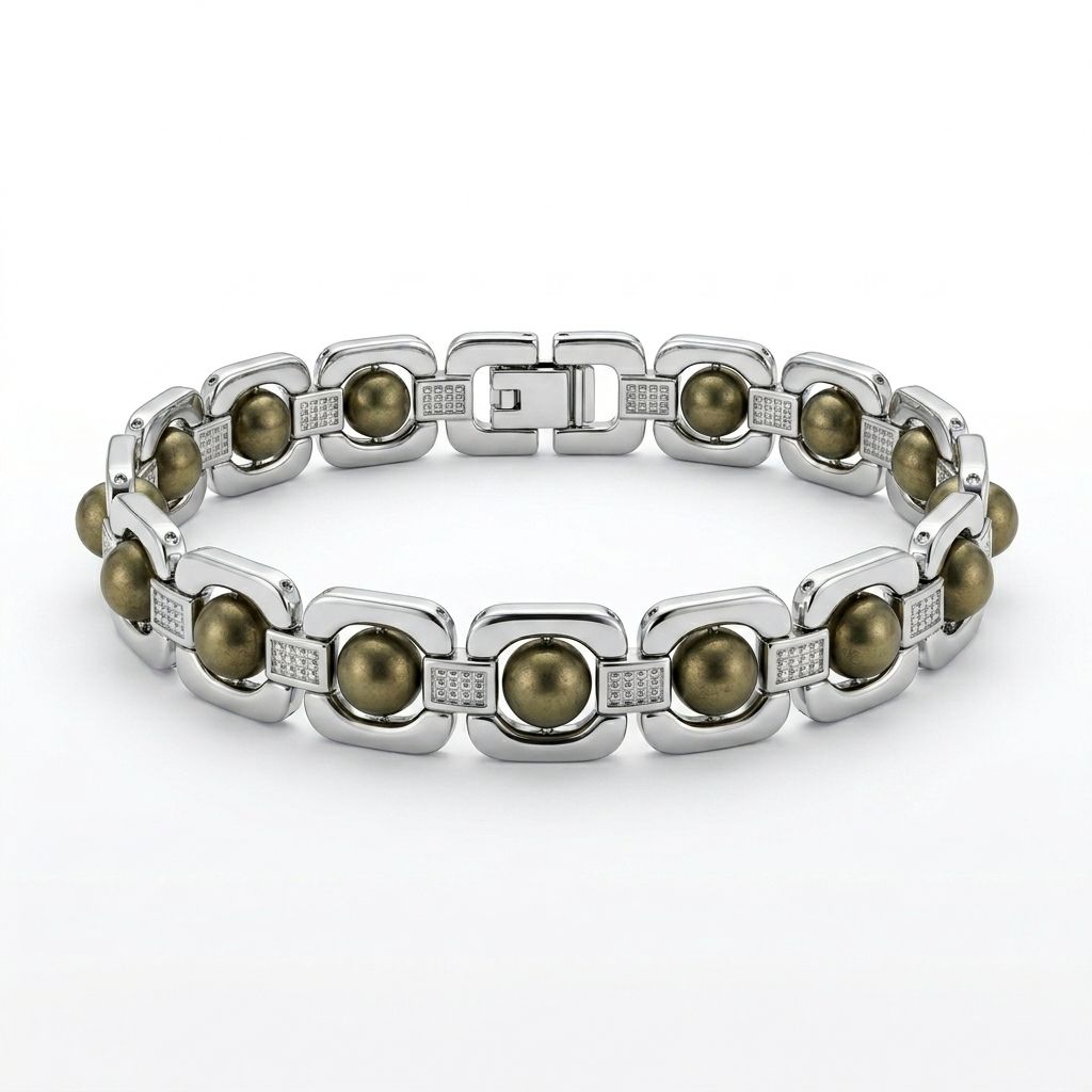 Silver Plated Pyrite Bracelet