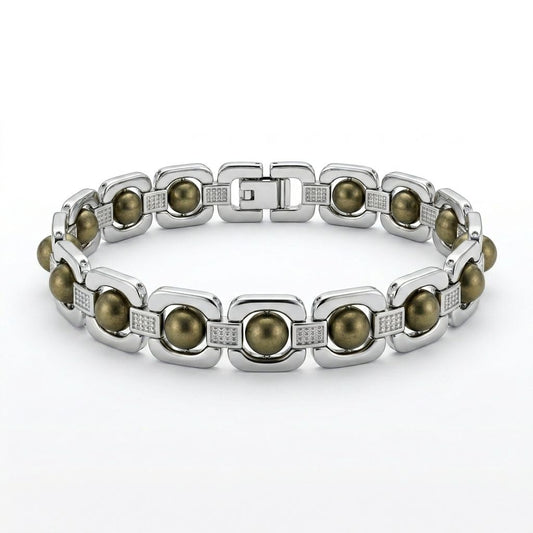 Silver Plated Pyrite Bracelet