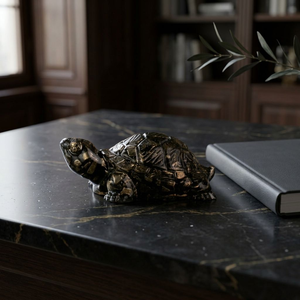 Pyrite Tortoise Figurine | Vastu Symbol for Wealth, Stability & Longevity