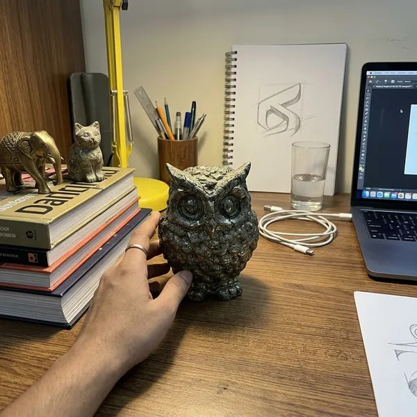 Pyrite Owl desk figurine
